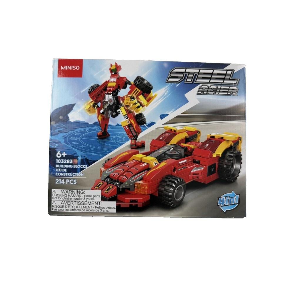 NEW Miniso 103283 Steel Acier Car Model Building Block Set 214 Pieces 4in1